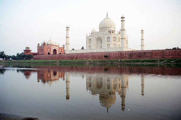 Agra - 2 Taj Mahal river reflection